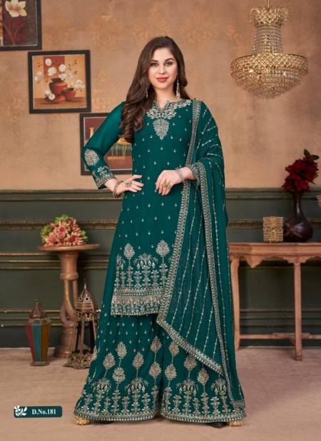 Green colour Festive Wear Georgette Heavy Designer Salwar Suit Collection 181